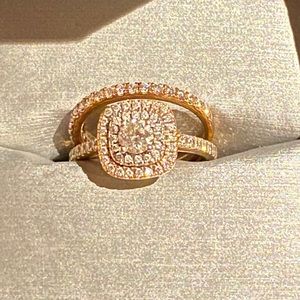 Rose Gold Diamond Engagement/ Wedding band set